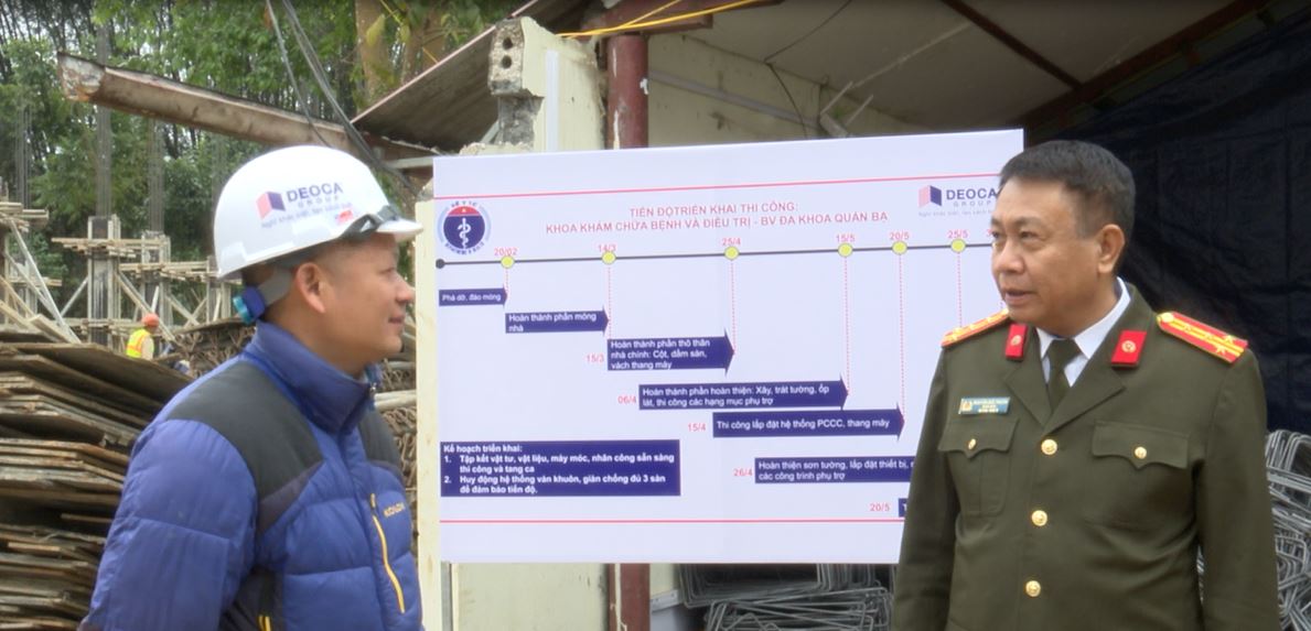 Lãnh đạo Công an tỉnh kiểm tra Dự án xây dựng Khoa Khám, chữa bệnh và điều trị BVĐK huyện Quản Bạ