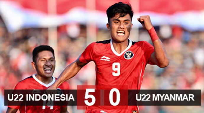 Kết quả U22 Indonesia 5-0 U22 Myanmar: Chiến thắng 5 sao