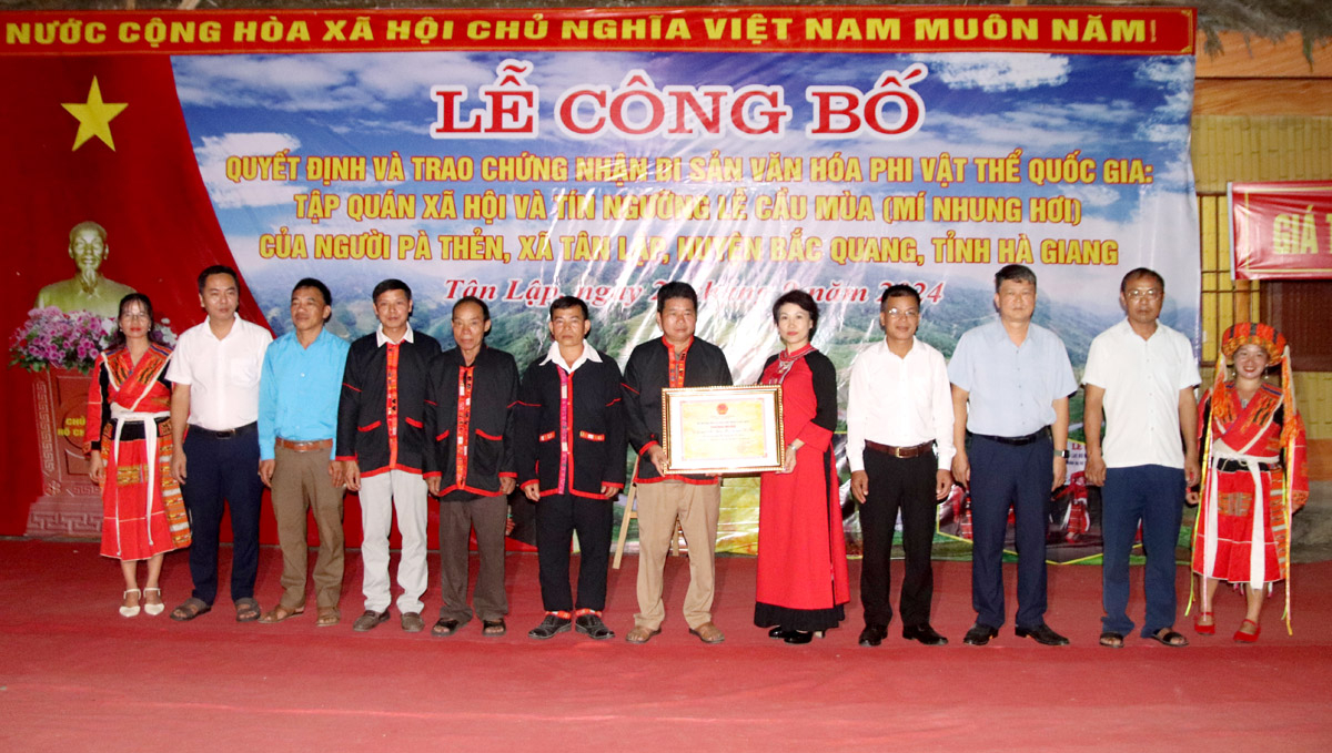 Bắc Quang: Lễ Cầu mùa của người Pà Thẻn xã Tân Lập được công nhận Di sản văn hóa phi vật thể quốc gia