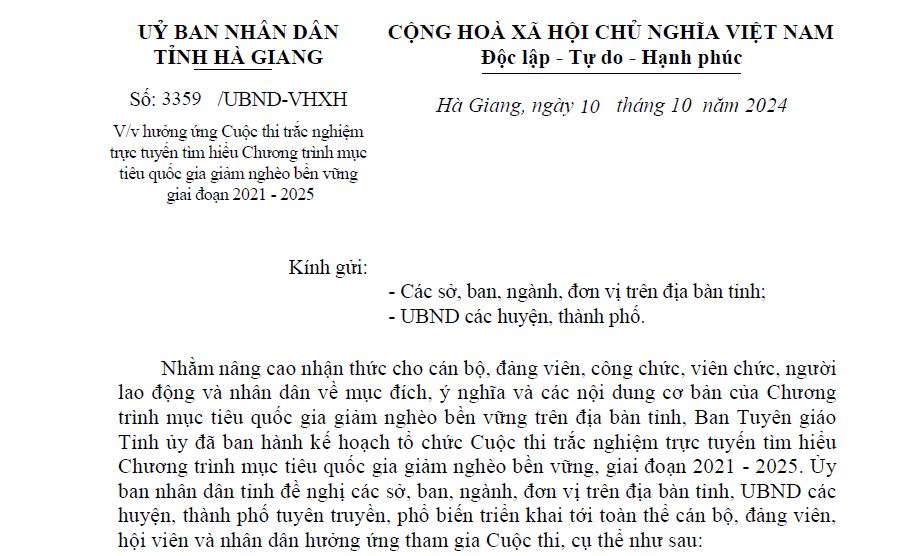 Hưởng ứng Cuộc thi trắc nghiệm trực tuyến tìm hiểu Chương trình mục tiêu quốc gia giảm nghèo bền vững giai đoạn 2021 – 2025