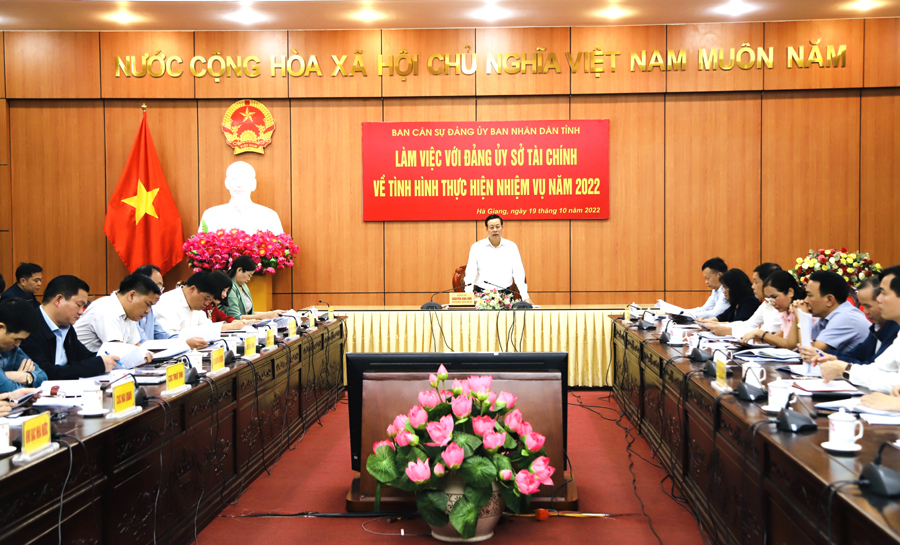 Ban cán sự Đảng UBND tỉnh làm việc với Đảng ủy Sở Tài chính