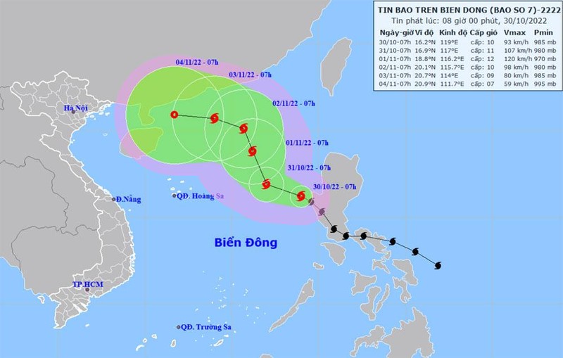 Bão Nalgae vào Biển Đông, trở thành cơn bão số 7