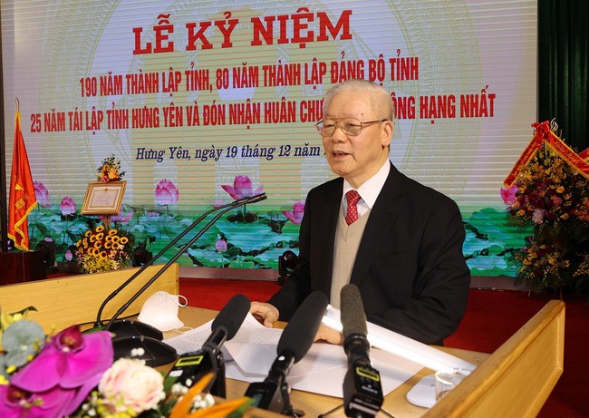 Tổng Bí thư dự kỷ niệm 190 năm thành lập tỉnh Hưng Yên