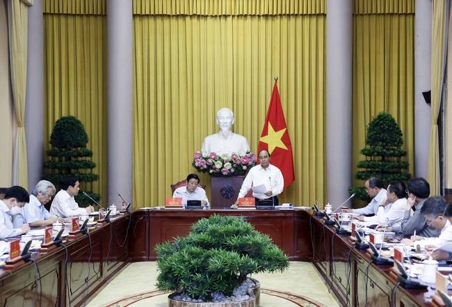 Chủ tịch nước Nguyễn Xuân Phúc phát biểu tại buổi làm việc (Ảnh: TTXVN)